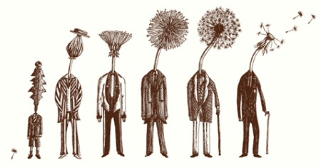 Seven stages of people strange dandelion drawings